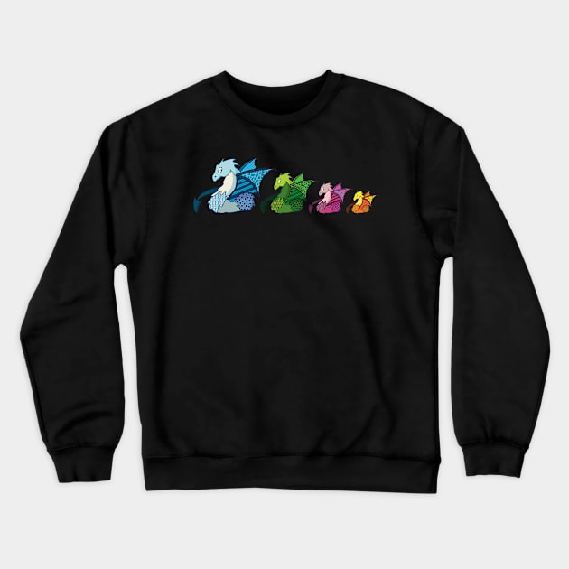 Multicolored dragons in single file Crewneck Sweatshirt by Arzeglup